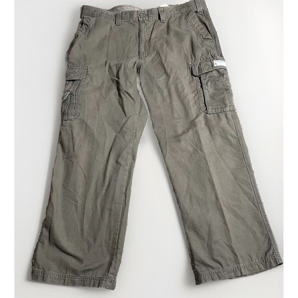 Eddie Bauer Northwest Cargo Pants Men 40/30 Dark Peat Brown Canvas Utility NWT